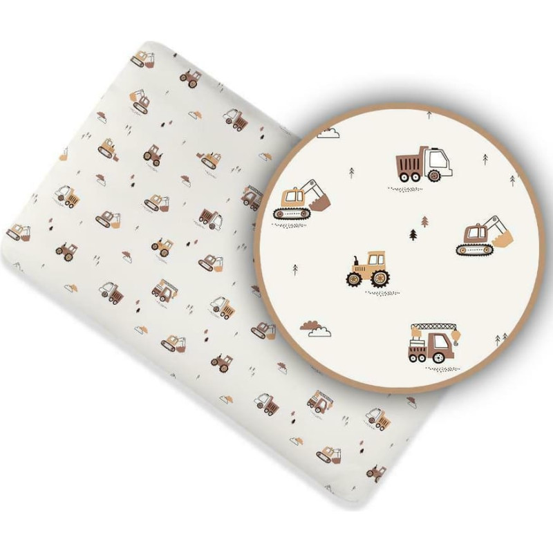 Ankras bed sheet with elastic band 120x60 beige construction machines