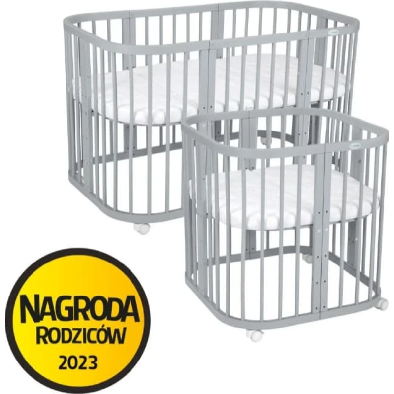 Waldin 7-ühes puidust ümberkujundatav beebivoodi madratsiga, Grey