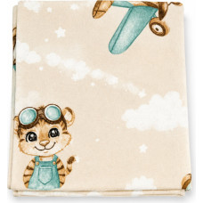 Miniania Diaper - NR.8 - FLANNEL PRINT - MINIANIA - CAT in the PLANE  - BEIGE - size 70x80 cm