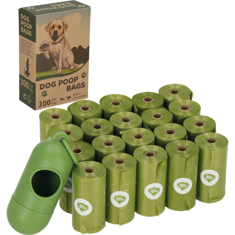 Springos Koerte väljaheidete kotid Springos PA1070 300 tk konteiner klambriga, 20 rulli