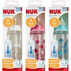 NUK 745122 Butelka szklana 240 ml + smoczek 0-6 m FC