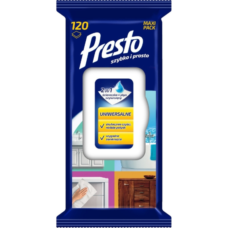 Presto Mitrās salvetes universālas 120 gab.