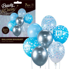 BALONOWY BUKIET SREBRNO-NIEBIESKI 7 SZT.