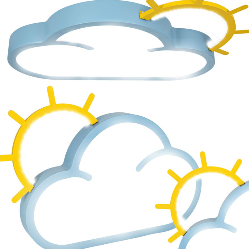 LED griestu lampas plafons bērnu istabai LUMELA + tālvadības pults mākoņzils