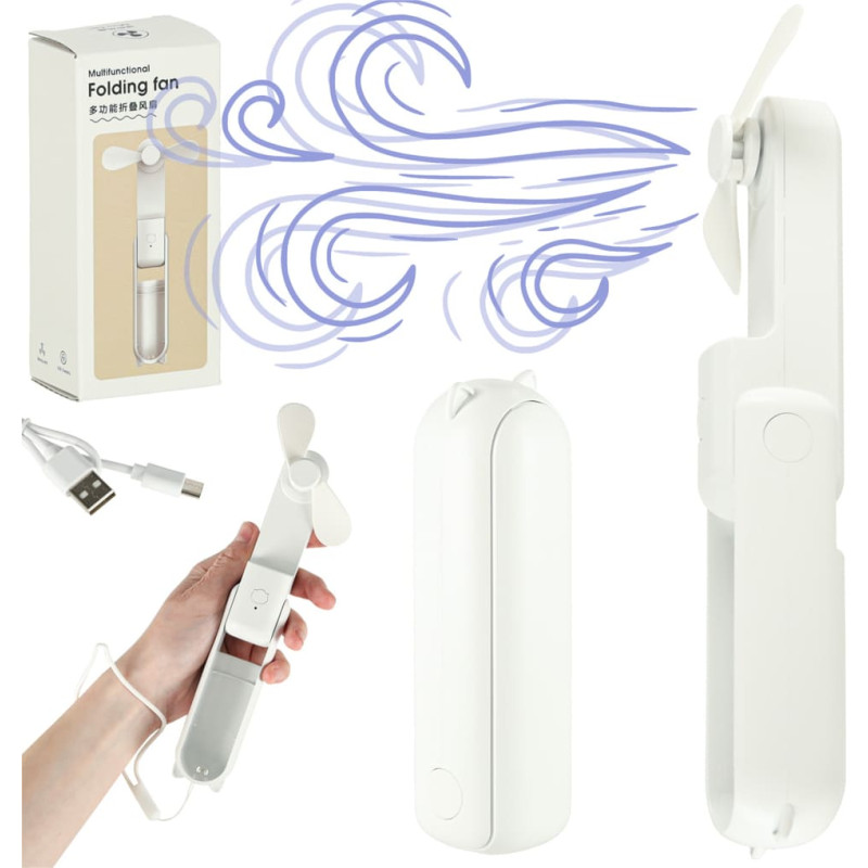 Rakstāmgalda ventilators mini rokas saliekamais ventilators portatīvais USB balts