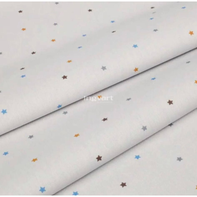 Ingvart Smart Bed kummiga voodilina "Värvilised tähed hallil taustal", 72 × 120 cm