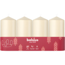 Bolsius Sveces cilindrs 4 gab. &Oslash;100x48mm krēmkrāsas