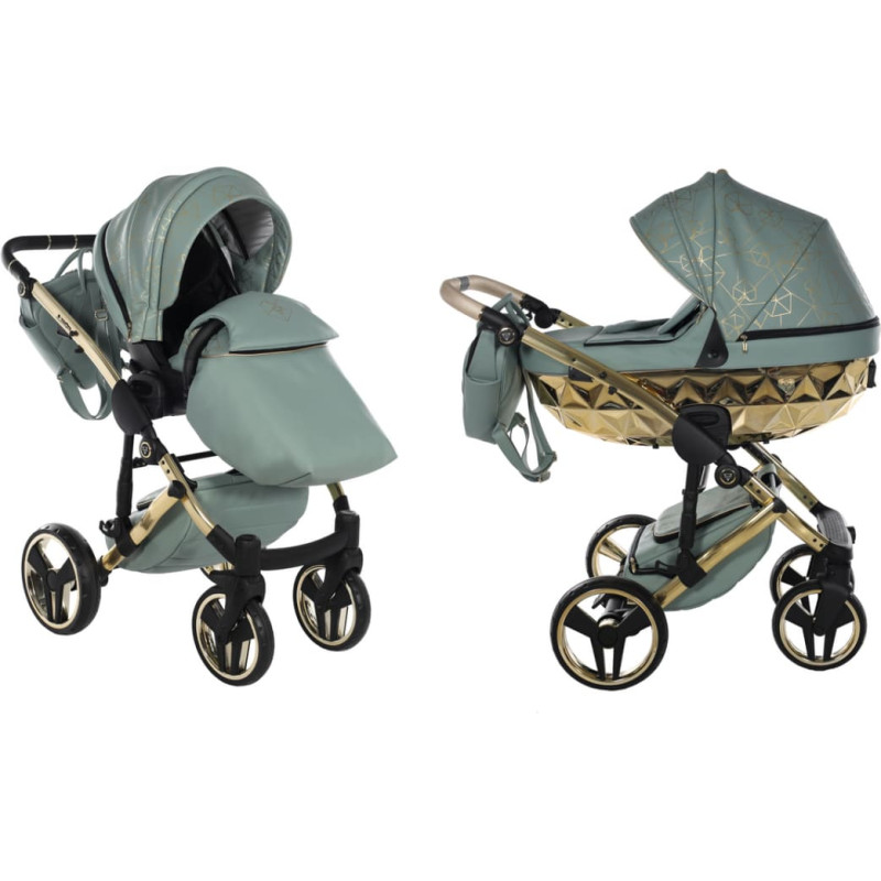 Junama Universal stroller 2 in 1 Hearts 03 Olive/gold