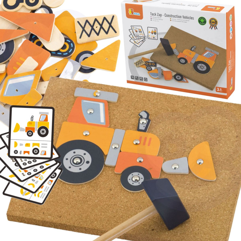 Viga Wooden Nailing Toy Construction Vehicles 45 Pieces Montessori