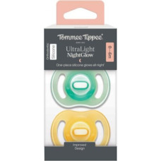 Tommee Tippee silikona māneklī&scaron;i NIGHT GLOW ULTRALIGHT, 0-6 m., 2 gab., 433804