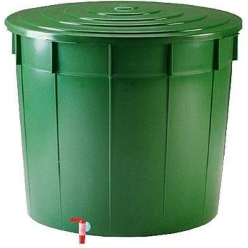 Stefanplast veetünn 500 L kaane ja kraaniga, Ø100 × 85 cm, roheline