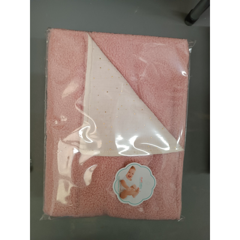 Duet Baby Blanket - 752- BOUCLA / MUSLIN - print - DARK PINK - size 80x90 cm