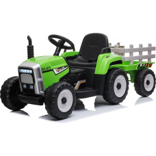Bērnu elektriskais traktors ar piekabi, zaļš