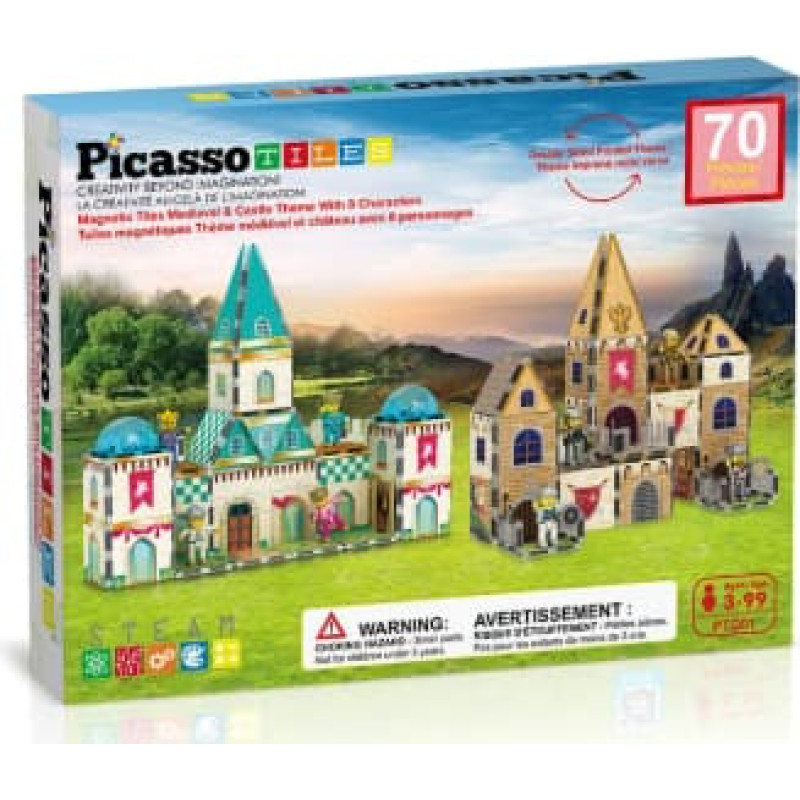 Picasso Tiles Magnētiskais konstruktors Medieval Age komplekts, PTQ01