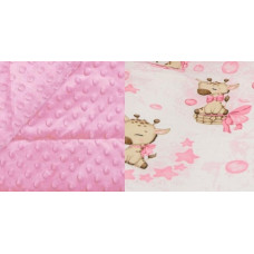Ankras Bedding set - 6  parts - 120/90/360 - GIRAFFE - MINKY - PINK