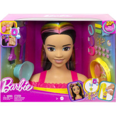 Barbie Totally Hair Styling Doll Head Straight Black Neon Rainbow Hair HMD81