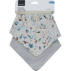 Muslin bibs set 2 pcs Dreamy Fields Grey