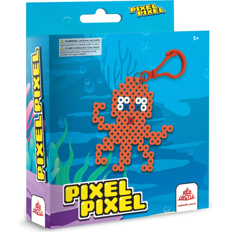 Red Castle Iron on beads, Octopus keychain