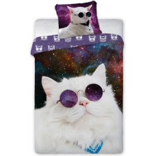 BEDDING SET BEST FRIENDS 017 COSMONAUT CAT 140X200+70X90 COTTON.