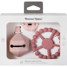 Tommee Tippee silikona knupītis ar knupīša turētāju un graužammantu, pink, 433609