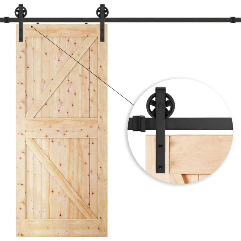 Springos Liuguste süsteem Springos HA5007, 183 cm, barn door, siin ja kinnitusdetailid kuni 100 kg, must