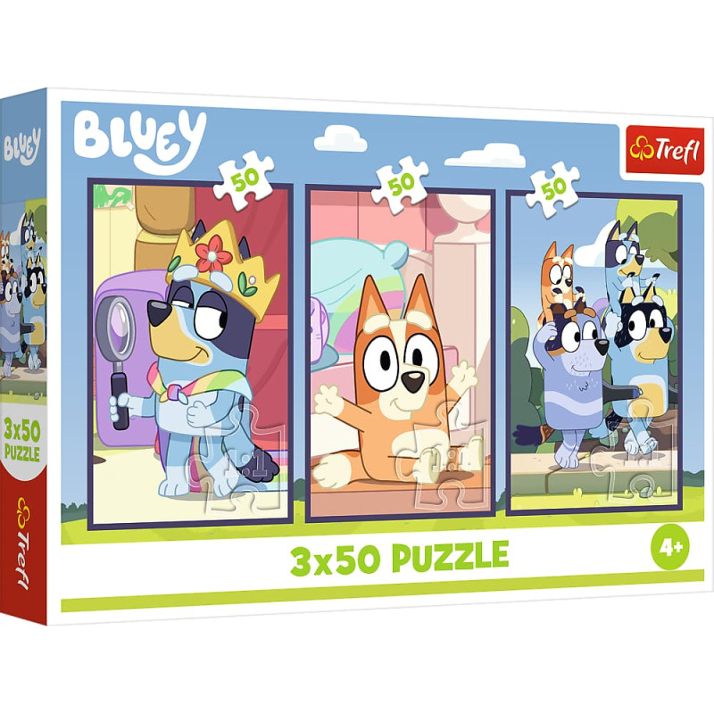 Trefl 34890 Puzzle 3x50 Rodzina Bluey