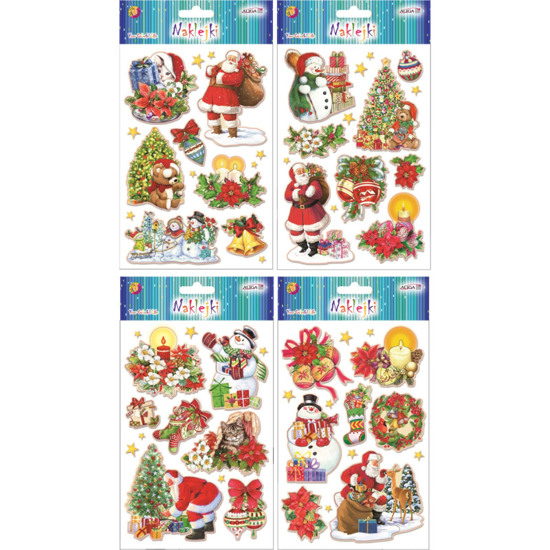 NAKLEJKI ŚWIĄTECZNE 4 WZORY