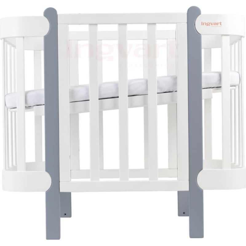 Ingvart Bed 5-in-1 Nika 60 with movable part (60х94, 60х120) white+grey