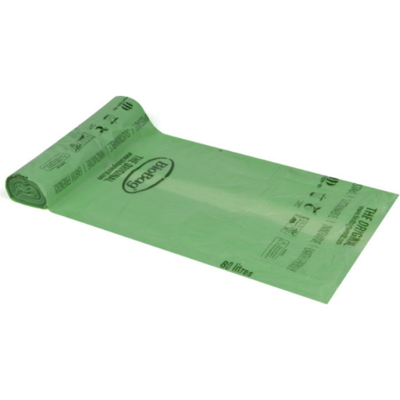 Biobag Atkritumu maisi kompostējami BioBag 80L (20 gab. rullī) 17mkr. 82x125cm zaļi