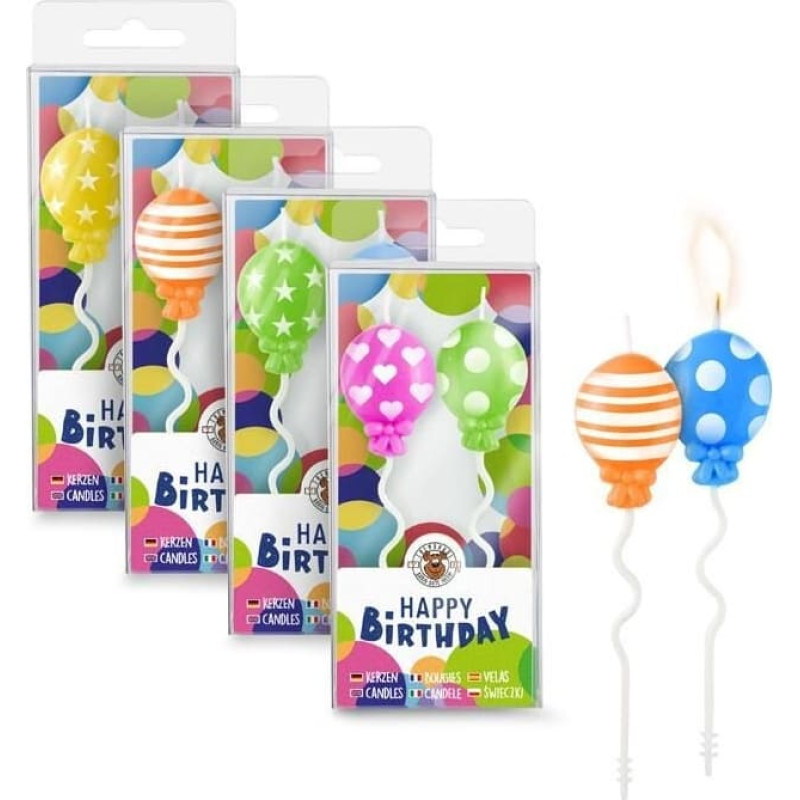 Trendhaus Birthday Fun - K&uuml;&uuml;nlad - &Otilde;hupallid (2 tk., 4 kujundust)