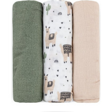 Petite&Mars 415365 Zestaw pieluszek z muślinu bambusowego 3 szt 68x68 cm Llama Vibes