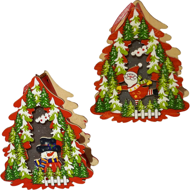 CHOINKA DREWNIANA LAMPION ZE ŚWIATŁEM