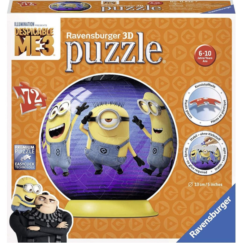 Ravensburger Round 3D Puzzle, 72 pcs, Minions Despicable