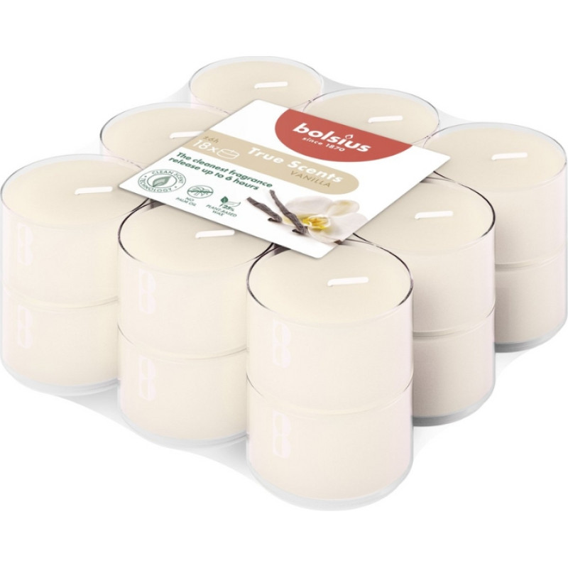Bolsius Tējas sveces arom. 18 gab.True Scents vanilla