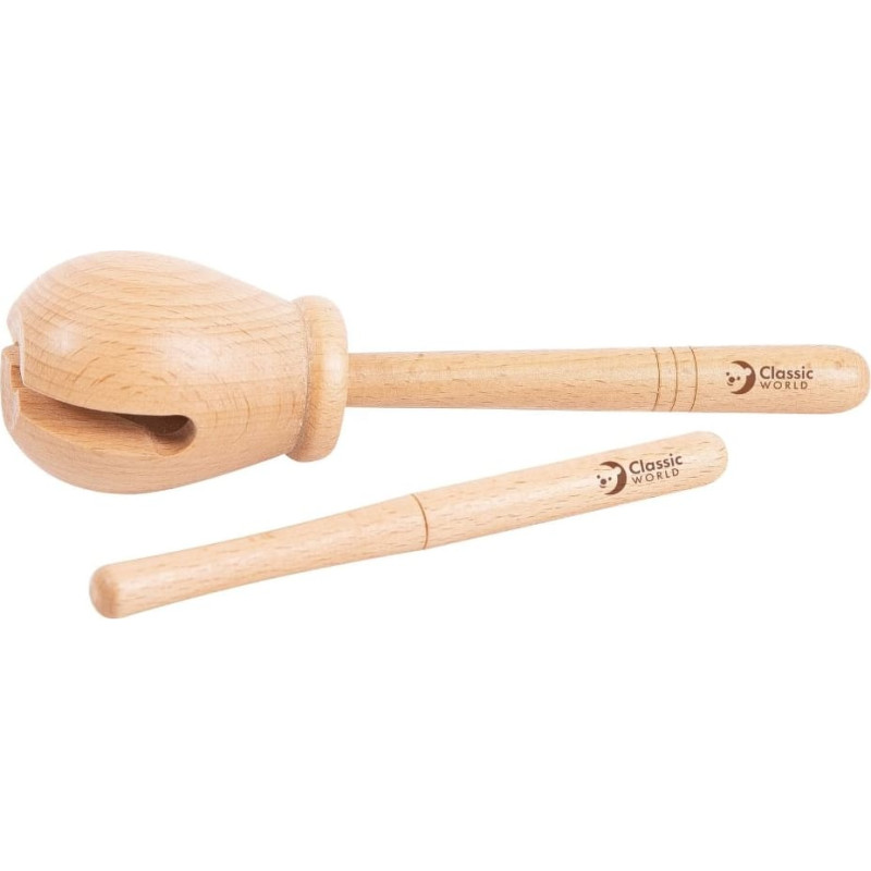 Classic World Edu Wooden Musical Instrument Woodblock Rhythmic 2 pcs.