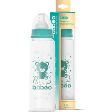 Baboo Anti-colic borosilicate glass baby bottle with narrow neck and medical-grade silicone nipple, 3+ months, 240 ml