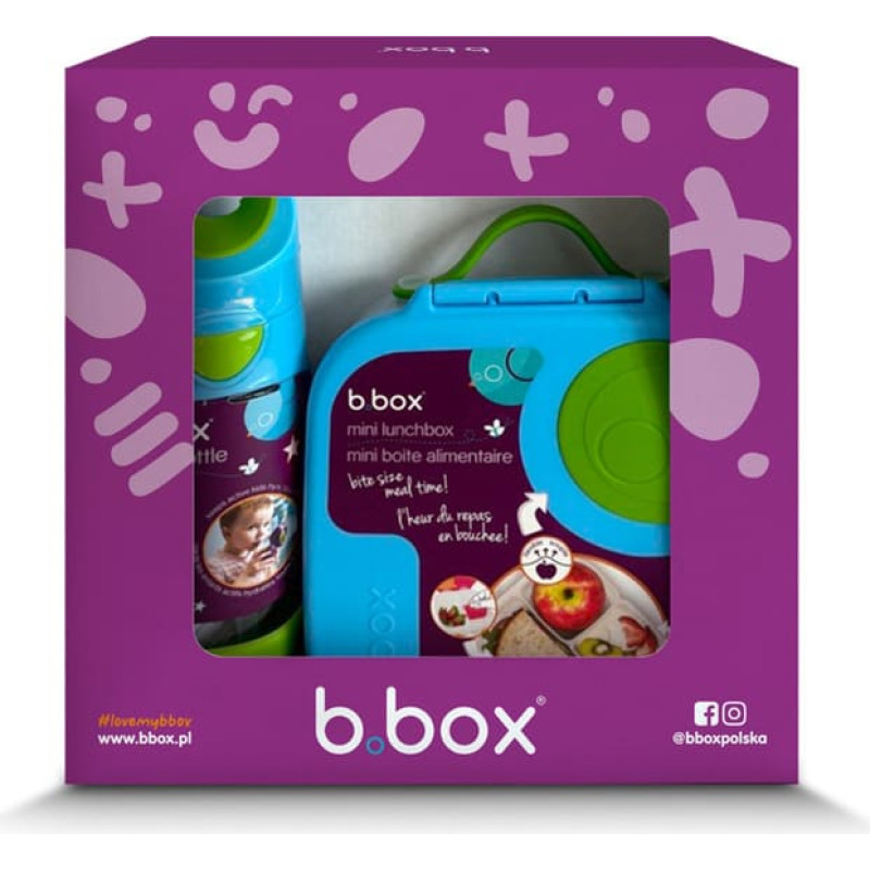 B.box 62085 Zestaw Mini Lunchbox+butelka tritanowa ze słomką 450 ml Ocean Breeze