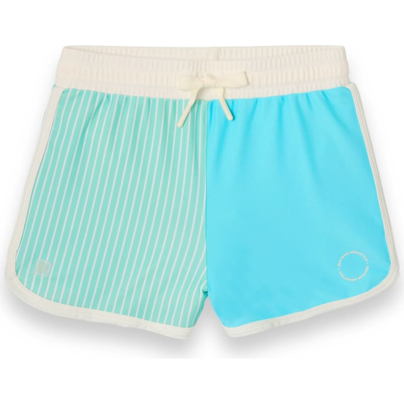 Kietla ICONIC swim shorts with UPF 50+ sun protection fabric and UV sensor, for ages 6-8, Blue Stripes