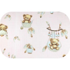 Ega Kids Diaper - 31340 - TETRA PRINT - EGA - TEDDY BEARS in BASKET - PINK - size 70x80 cm