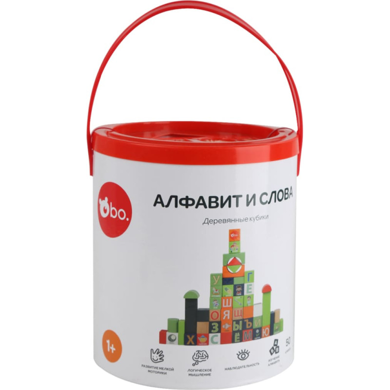 BO . Medinės kaladėlės „Abėcėlė ir žodžiai“ (rusų kalba)