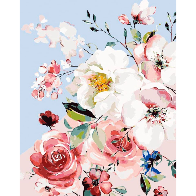 Flamingo Line numbrite järgi maalimine "Flowers", 40 × 50 cm (45933)