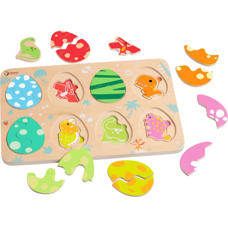 Classic World Drewniana Układanka Jajka Dinozaurów