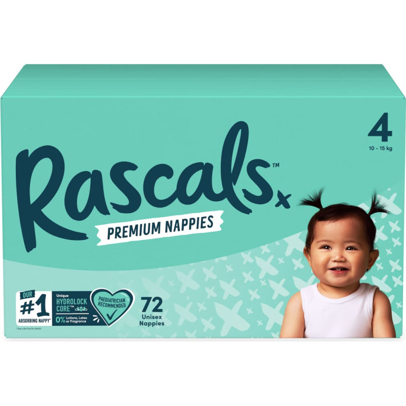 Rascal And Friends RASCAL autiņbiksītes 4 izmērs, 10-15 kg, 72 gab., 93145