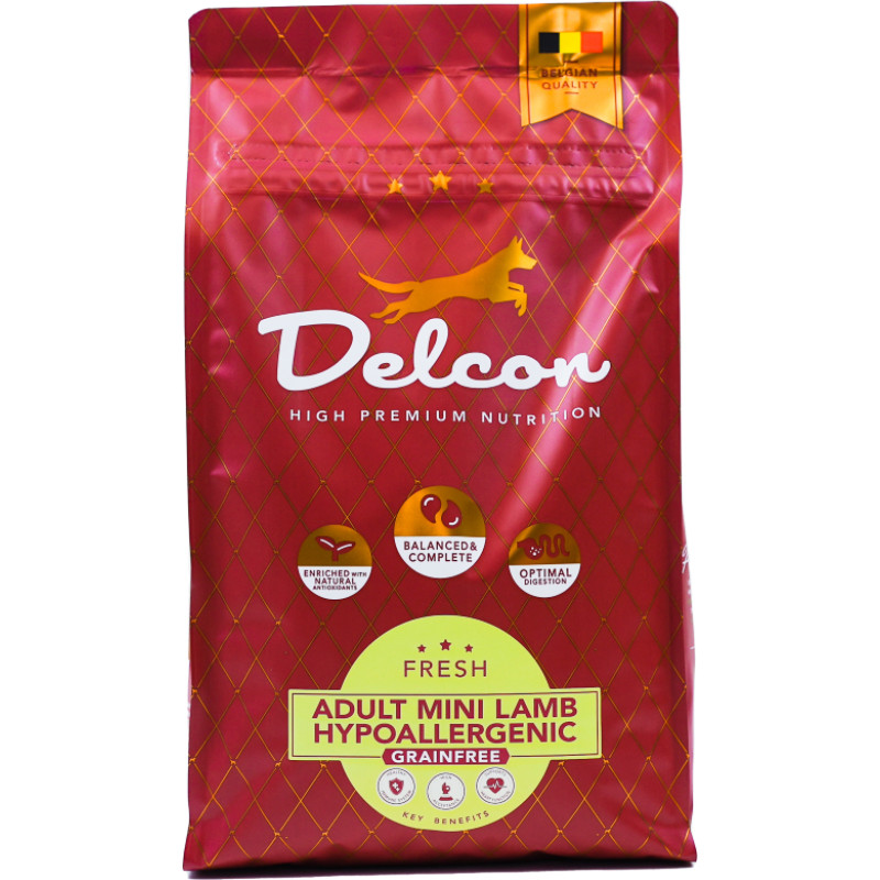Delcon Toit allergilistele v&auml;ikeste koerat&otilde;ugude t&auml;iskasvanutele MINI HYPOALLERGENIC lambaliharikas / 3 kg