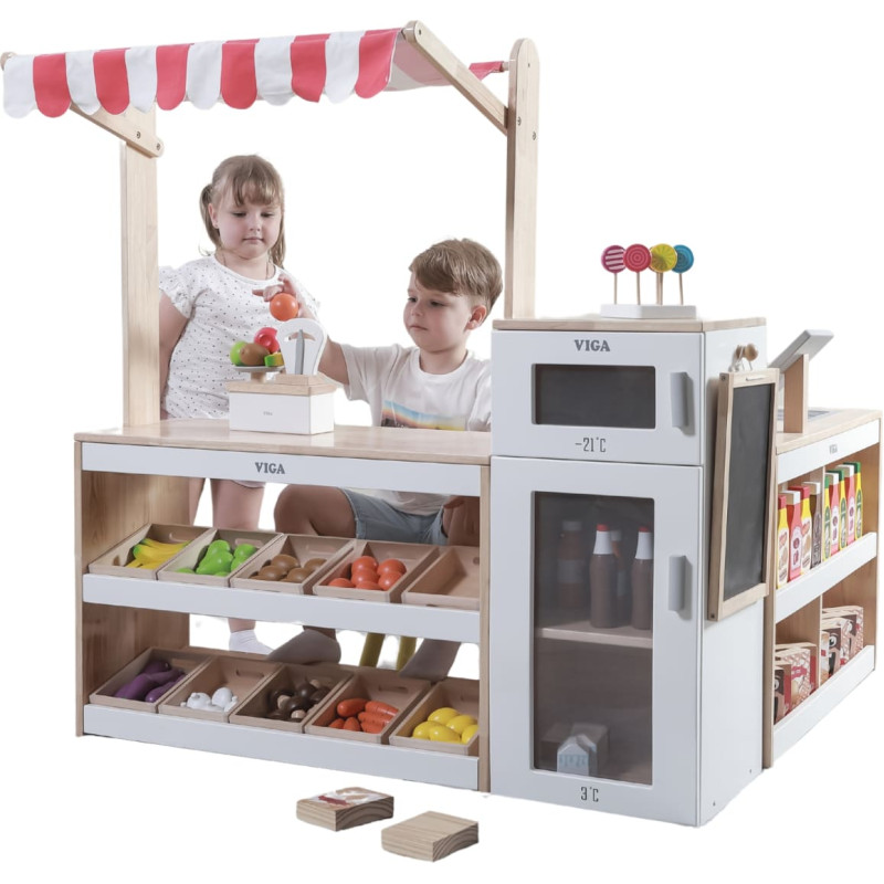 Viga - puidust komplekt: turulet, pood, supermarket XXL