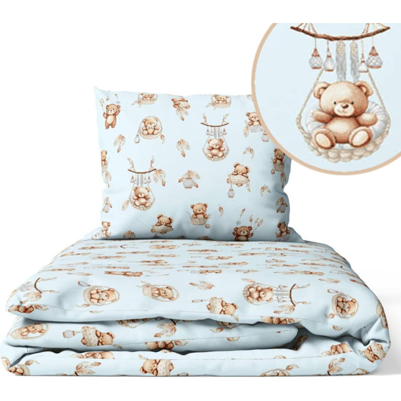Ankras Cover set - 2 pcs - 120x90, 40x60  - BEAR in BASKET - BLUE or PINK