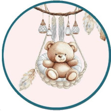 Ankras Bedding set - 6  parts - 120/90/360 - BEAR in BASKET - PINK