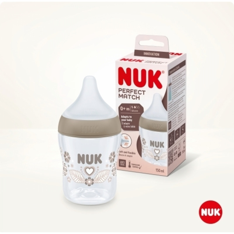 NUK lutipudel PERFECT 150 ml, südamekestega, tootekood: 449973 / 572533 / 10743092