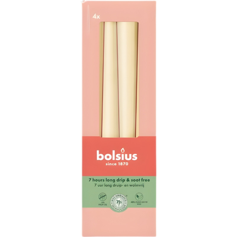 Bolsius Galda sveces 4gab.kastē 245/24mm bē&scaron;as