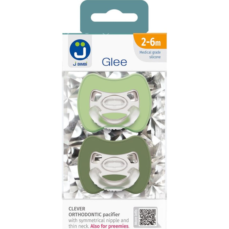 2-pack. Smart pacifiers Glee 2-6m sage-green